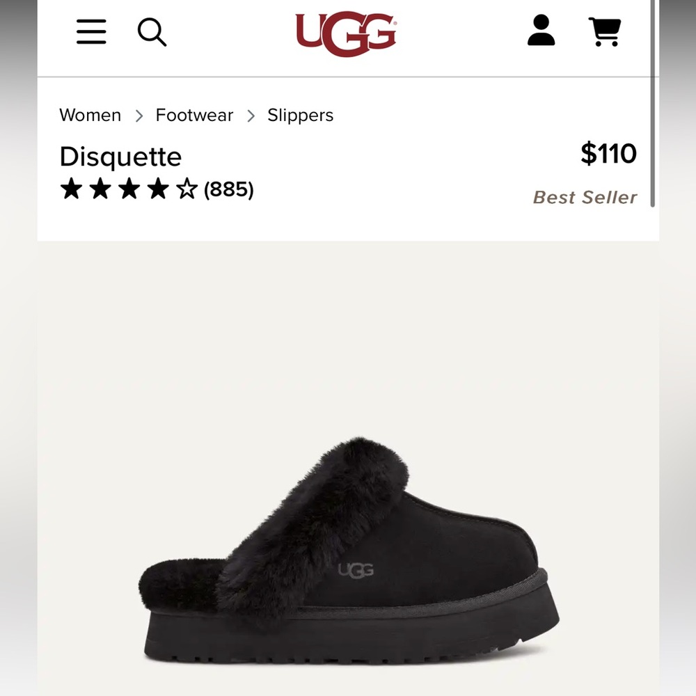 Ugg Disquette Slip on Platform Black brand new size 8 women’s
